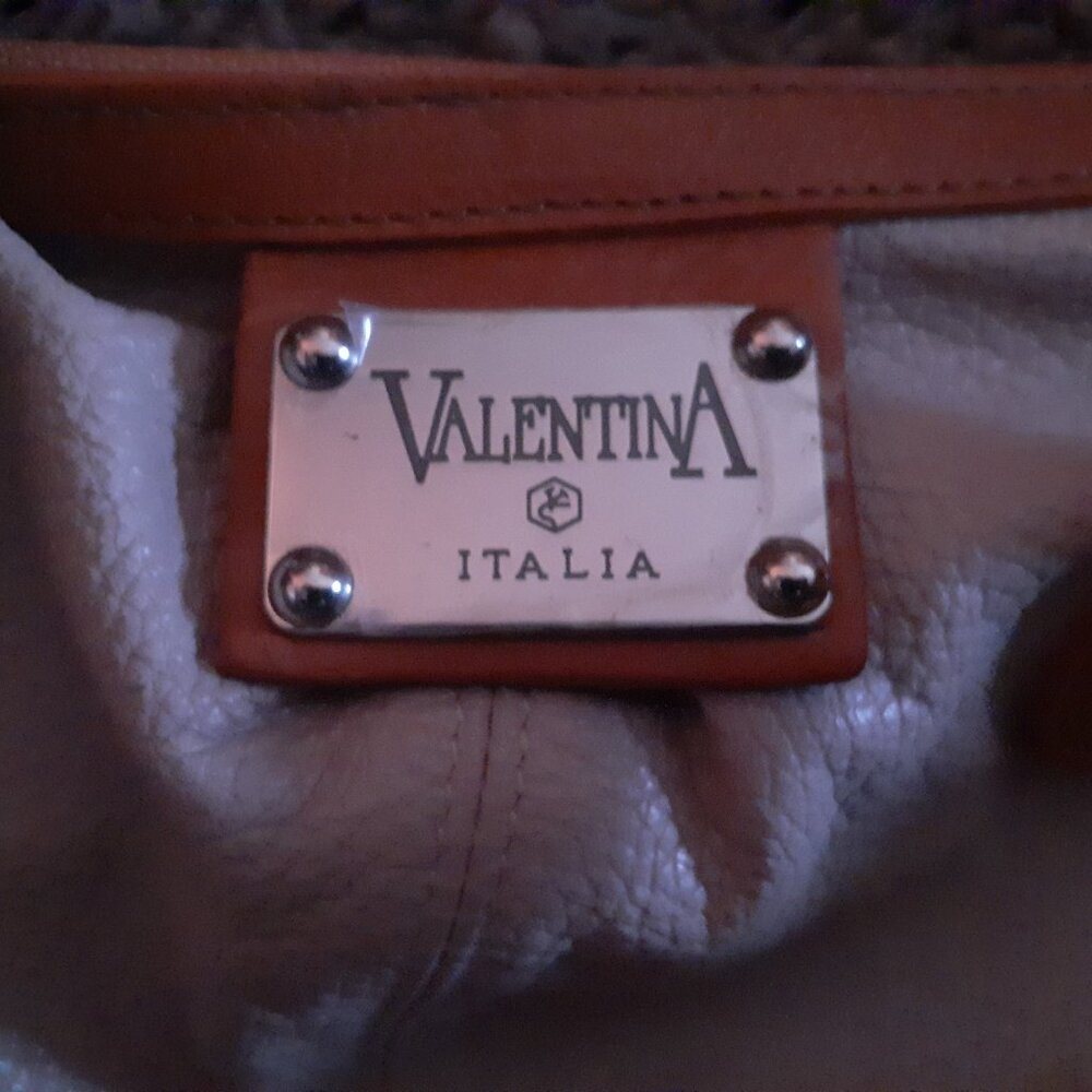 VALENTINA-Pinky Beige/Tan Pebbled Leather-Dual Handle/Crossbody/Shoulder-NWOT - Picture 6 of 11